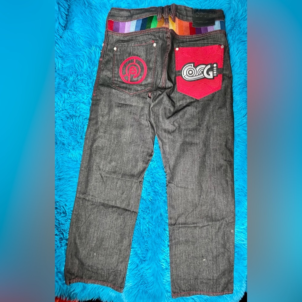 Coogi jeans with rainbow embroidery mens size 36x34